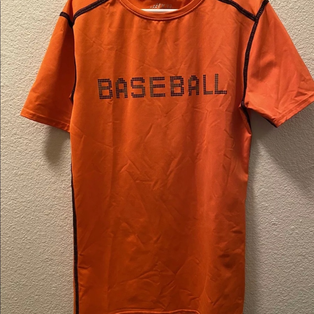 BCG Compression Orange Short Sleeve, Large (14-16) “Baseball” Shirt